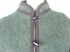 YVES SAINT LAURENT RIVE GAUCHE Vtg 90s Dk Green Blk Wool Belt Coat 40-Bust 46/L