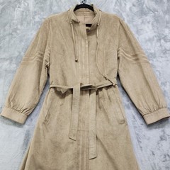 Vintage 70s City Life Trench Coat Womens L Tan Soft Felted Faux Suede Tie Belt