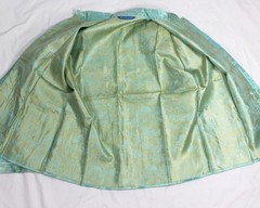 Vintage 50s Brocade Silk Tang Jacket Sz Sm Garden Scene Turquoise NEWLOOK Label