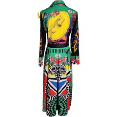 Vintage Style Elaine Five Graphic Maxi Shirt Dress Multicolor Optical Illusio…