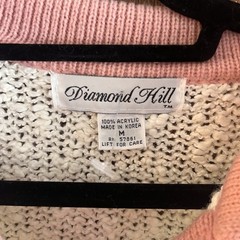 Diamond Hill vintage 80s beaded knit collared sweater pink white medium