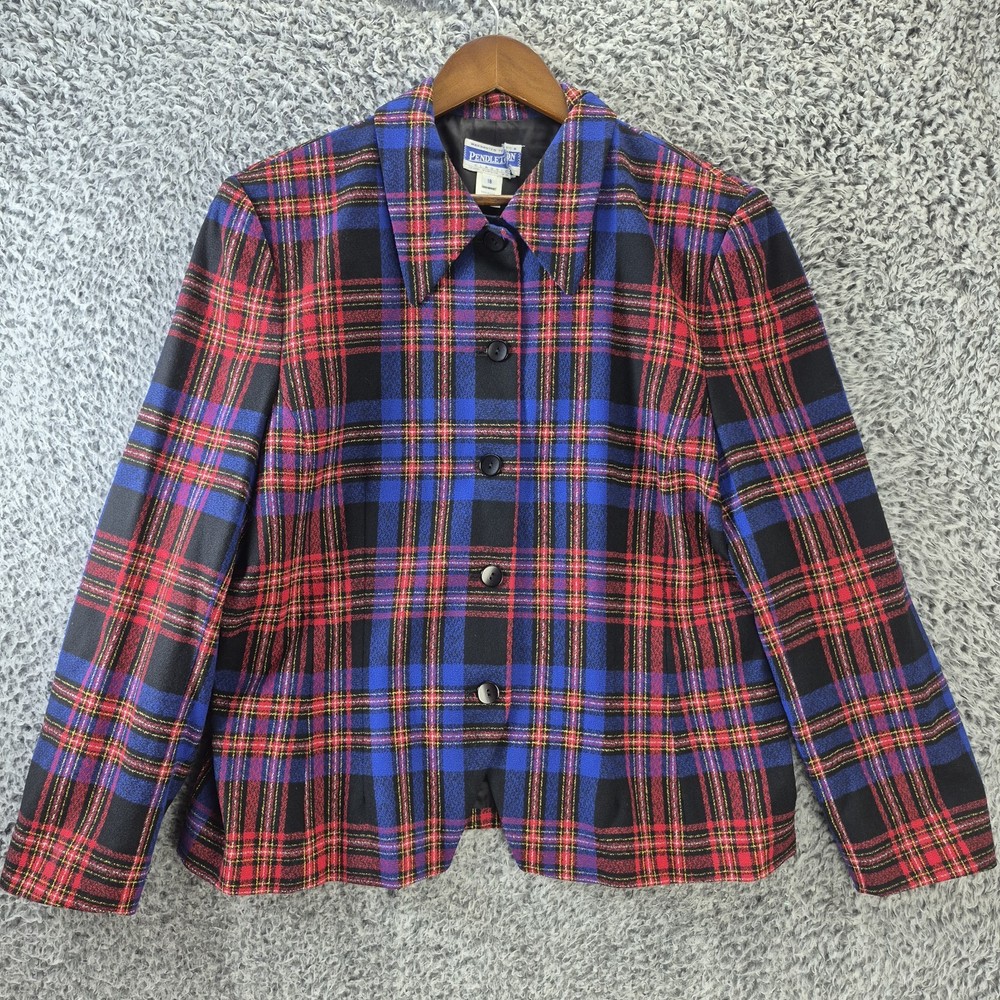 Pendleton Blazer Womens 18 Tartan Plaid Jacket Vintage 100% Virgin Wool Business
