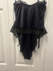 VTG 90’s Shirley Of Hollywood Black Lace Teddiette Underwire Corset&Garter S-L