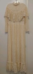Gunne Sax Vintage 1970’s Cream Lace Wedding Dress Maxi Prarie Western Size 13