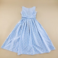 Vintage 50s Kerrybrooke Sears Roebuck Blue Polkadot Dress Sz S/M Talon Zipper