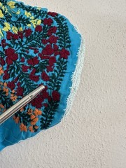 1970s San Antonino Oaxacan Huipil Dress Cotton Hand Embroidered Mexico S VTG