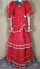 Vintage 1980s Full Skirt Ball Gown Red Ruffles- FLIRTATIONS By Alfred Angelo