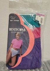 NOS Vtg 3 Pack Best Form Silver Saver Color 100% Cotton Brief Panties Sz 10 46″