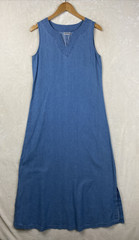 VTG 80/90s Newport News Maxi Dress Womens 10 Blue Denim Beachy Coastal Vacation