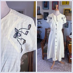 Vintage 1940s Dress | Yellow | Shirtwaist | Cut-outs | M L | 40s | TLC