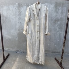 Antique Edwardian Linen Duster Coat Driving Sportswear Full Length Vintage