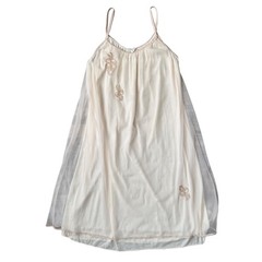 Vintage Aristocraft by Superior Ivory Sheer Nylon Embroidered Nightgown Small