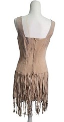 NWT Cedars Vintage Western Biege Leather Suede Fringe Dress Size 10