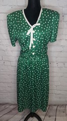 Vintage 80/90’s Tabby of California Size 12 Green Polka Dot Dress Midi Prim