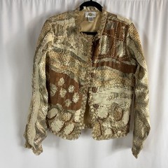 Vintage 1990s Sandy Starkman Designer Cardigan With Patchwork Abstract Size:M