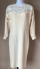 Vintage 1980’s Collections By Michelle Stuart Dress Women’s Wool Lace Mesh Small