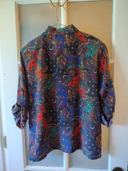 Vtg 70s Sara Stephen Polyester Shirt Button Loud Psychedelic Paisley Mulitcolor