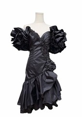 Alyce Designs Vintage Dress Prom Party Lots Ruffles Black Beautiful Excellent