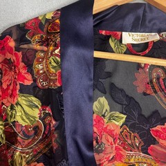 Vintage Victorias Secret Gold Label Floral Paisley Sheer Mesh Kimono Robe OSFA