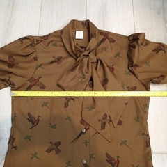 vtg Jantzen Women’s Button-Up Shirt birds Tie Neck blouse top sz 12