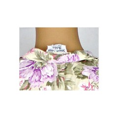 1980s Vintage 1950s Style Dress Purple Floral Button Front Shirtdress 6 P Small
