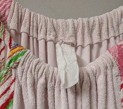 Vintage 70’s Pink Terrycloth Coverup Beach Dress Drawstring Stripe Tie Pockets S