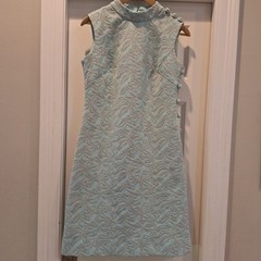 Vintage 60s Leslie Fay Shift Knits Dress Sz 12 tag (actual 8)Silver Lurex MidMod