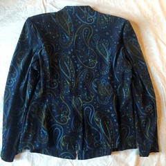 Vtg Notations Womens PM Velvety Soft Lightweight Blue Paisley Zip Up Jacket