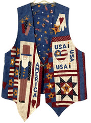 USA Patriotic Stars Stripes America Vest Handmade Uncle Sam July Red White Blue
