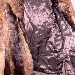 Vintage Rabbit Fur Coat Striped Brown Jacket Small Made in Hong Kong