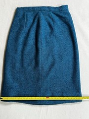 Vintage 1960’s 2 Piece Wool Teal Blue Suit Dress Fur Collar Union Made Dapper