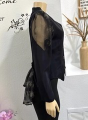 Vintage Black T.G. Design By Cindy Cardigan Blazer Size S Small Retro Jacket