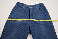 Vintage Jordache Jeans 26 x 26.5 80s Blue Light Blue Pin Stripes High Waist