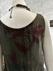 100% Silk H Trend Made In Italy XS Vintage Top Lined Bronze W/Watercolor Maroon