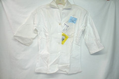 1960’s Ladies Blouse-Roll Sleve *Jeanies -Blue Bell Label -Sz 30-White–NOS/Vtg