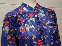 70s Organically Grown Beautiful Blouse Butterflies Watercolor Cobalt Arpeja ART