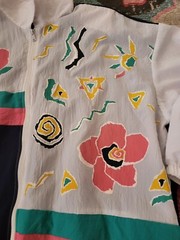 VTG Retro Teddi Sport windbreaker floral womens 2x Plus lightweight poly jacket