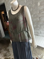 100% Silk H Trend Made In Italy XS Vintage Top Lined Bronze W/Watercolor Maroon