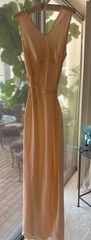 1930’s Embossed Pure Silk Dress, bias cut, extra long length, medium size
