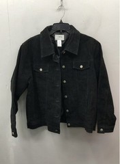 Casual WorkStyles Women’s Black Suede Leather Trucker Jacket Vintage Y2K Sz L