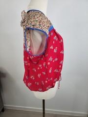Vintage Diane Freis Blouse Top Multicolor Sleeveless Poly Georgette M / L Red