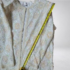 Laurence Kazar Vintage Beaded Lace Jacket Ivory Floral Sequin Pearl Size 1X