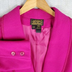 VTG EDDIE BAUER USA Size Large 100% Wool Womens Pink Shawl Barn Chore Coat