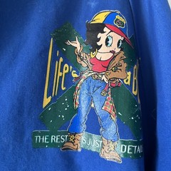 Vintage 1994 Betty Boop Jacket Lightweight Fabric Made In USA Blue Graphic Sz L