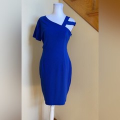 Women’s Dress Plus Size S, XXL Blue One Shoulder Midriff Bodycon Party Cocktail