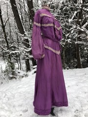 Vintage Antique 1800’s 1900’s Purple Silk? Bodice Bustle Skirt 34-24-46