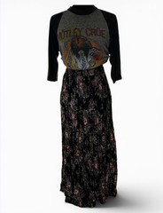 Vintage 90’s Neo Nostalgia Black Floral Crinkle Maxi Skirt. Medium. Bohemian.