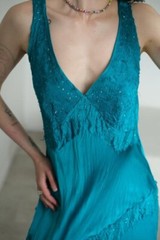Vintage turquoise dress made of natural silk Monsoon, UK14