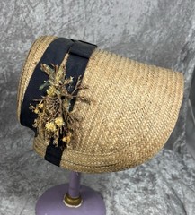 Rare! Antique c1850 Antebellum Woven Straw Child or Doll Poke Capote Hat Bonnet!