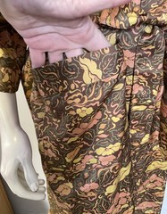 Vintage Ruen Thai Thailand Art Deco Floral Silk Robe Fabric RIPS TEARS Brown